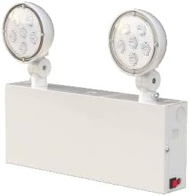 New York Certified LED Emergency Light, White Housing with Backup Battery, Two Adjustable Lamps Heads, 120-277V, Commercial Grade, Fire Resistant, UL Certified NYC-100 (2 Heads)