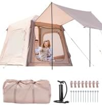 ABORON 2/6/8 Person Inflatable Camping Tent, Easy Setup Blow Up Tent with Hand Pump, PU3000mm Waterproof & Breathable 4 Season Glamping Tent for Outdoor Camping