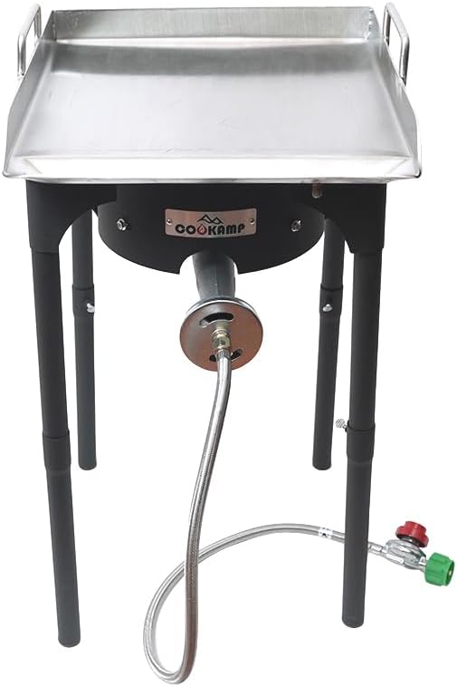 High Pressure Propane Burner Banjo Single Wok Burner 200,000BTU with Adjustable Height. 0-20 PSI Adjustable Regulator and Steel Braided Hose SA1550 (200,000BTU)