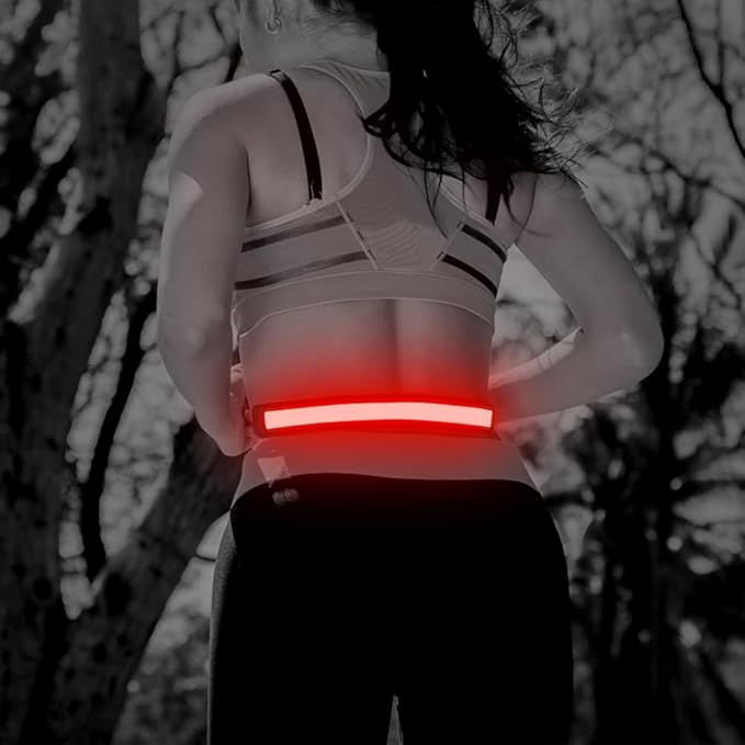 Illumifun LED Running Belt - USB Rechargeable Light Up Sash, High-Visibility Elastic Waistband Light for Running Cycling Hiking Camping Nighttime Activities