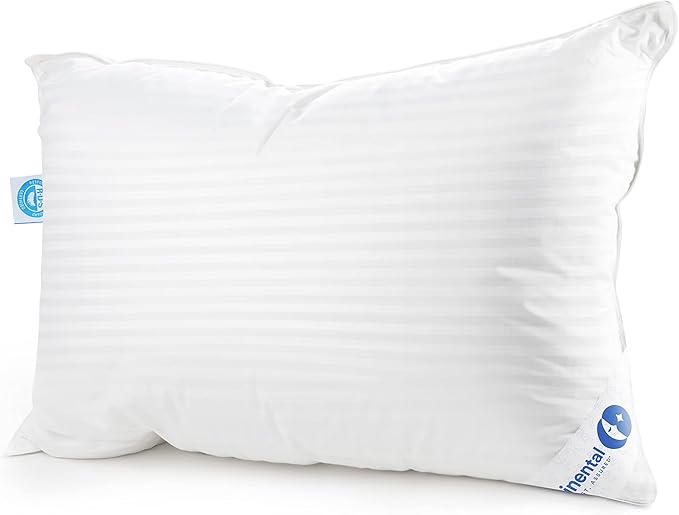 Continental Bedding | Serenity Goose Down Pillow | 700 Fill Power Hungarian White Down | 400TC Cotton Damask Shell | Made in USA | Soft, Standard (Pack of 2), 2 Count