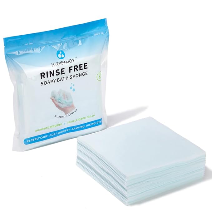 HYGIENJOY-21% Larger,No Rinse Bathing Wipes for Adults-Rinse Free Bath Sponges,Soap Infused,Extra Thick and Dry Shower Wipes for Elderly,For Camping,Hiking,Post Surgery Must Haves, (75 counts)