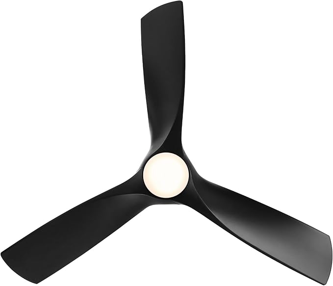 Zephyr Smart Indoor and Outdoor 3-Blade Ceiling Fan 52in Matte Black with Adjustable CCT 2700K-3000K-4000K-5000K LED Light Kit and Remote Control works with Alexa, and iOS or Android App