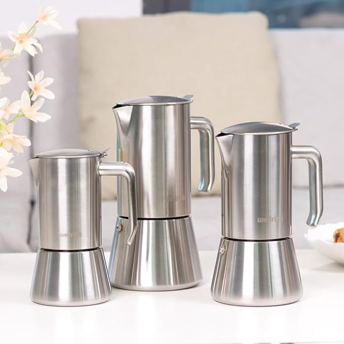 wedrink Stovetop Espresso Coffee Maker 9 Cups Stainless Steel Moka Pot for Greca, Induction, Electric & Gas Stoves(15 OZ/450ml)