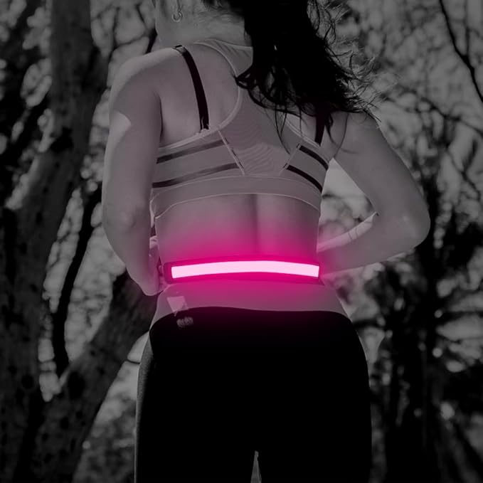 Illumifun LED Running Belt - USB Rechargeable Light Up Sash, High-Visibility Elastic Waistband Light for Running Cycling Hiking Camping Nighttime Activities
