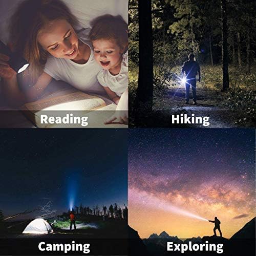 LED Emergency Handheld Flashlight with Adjustable Focus, Water Resistant, 5 Modes, Best Tactical Flashlight for Emergency, Camping and Fishing, 2 Pack