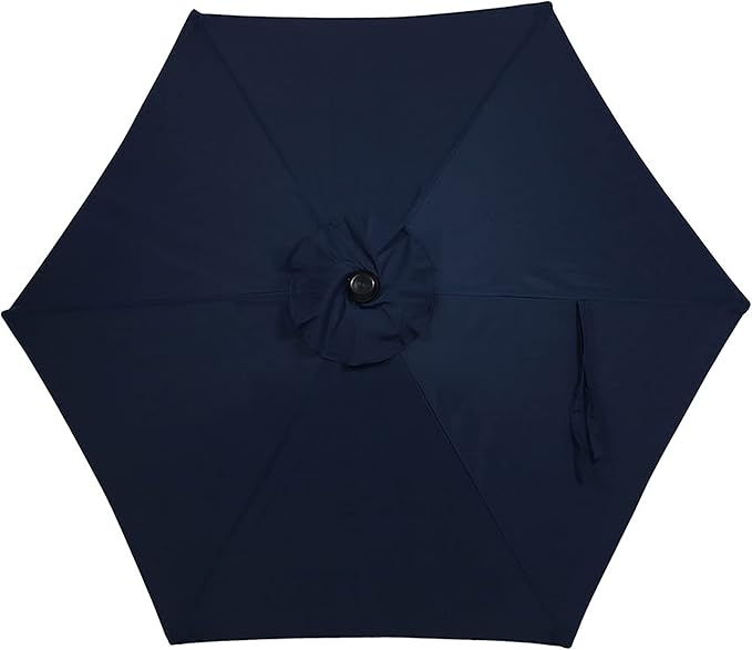 Sunnydaze Outdoor Patio Umbrella - Polyester Table Market Umbrella with Push-Button Tilt and Crank - 6 Sturdy Ribs - Blue - 7.5ft