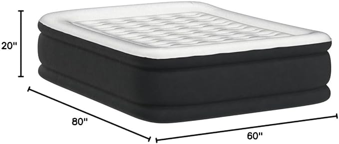 King Koil Luxury Air Mattress Queen with Built in Pump, Integrated Premium Pillow Inflatable Airbed for Guests, Camping & Home (Manufacturer Warranty)