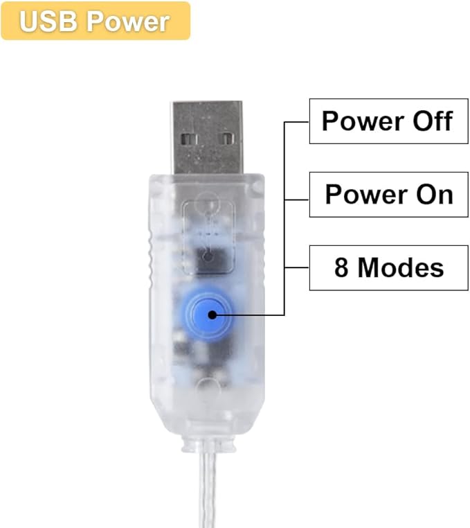 USB Fairy Lights 2 Pack,100 LED Plug in String Lights with 8 Modes for Indoor and Outdoor,Bedroom Decor,Wedding Party Christmas Valentine's Day Wreath DIY Decoration,Warm White