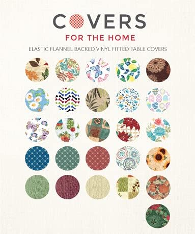 LAMINET Elastic Fitted Table Cover - All-Over Leaves - Large Round - Fits Tables up to 45-56” Diameter