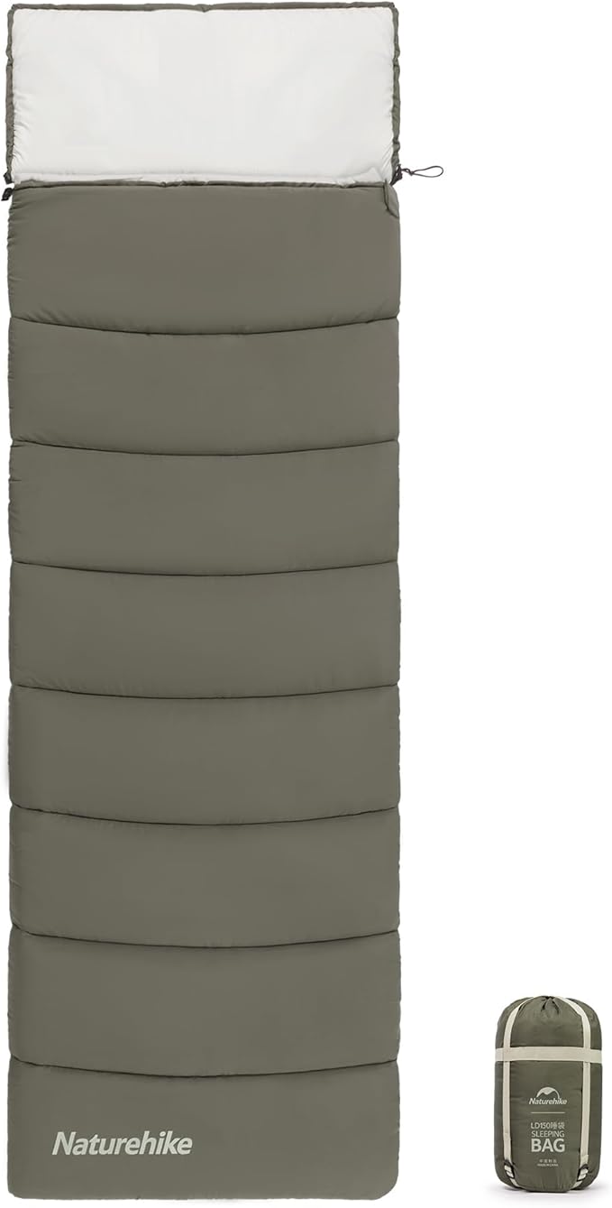 Naturehike Camping Sleeping Bag, Spliceable Double Sleeping Bag for Adults&Kids, Cold&Warm Weather, Lightweight, Waterproof, Sleep Bag, LD150 Black