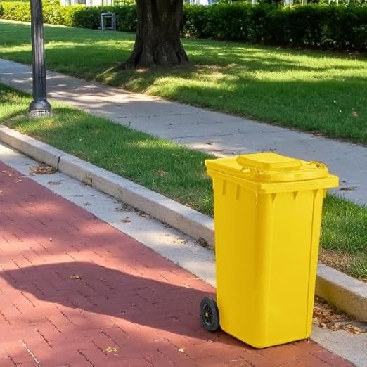 PRO&Family Wheeled Outdoor Trash Can Garbage Can Garage Trash Can for Restaurants/Hospitals/Offices/Back of House/Warehouses/Home (Yellow, 50 Gallon)