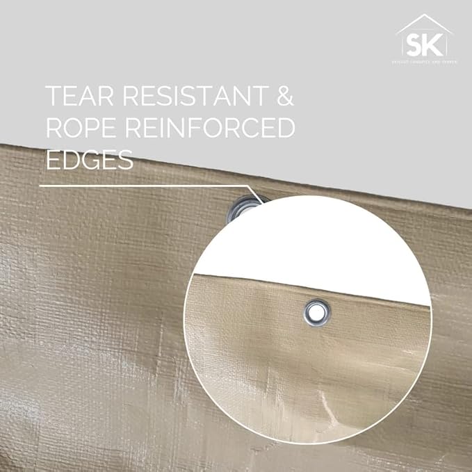 Tan Extra Heavy Duty 16 Mil Poly Tarp Canopy/Cover/Industrial/Agricultural 8x16