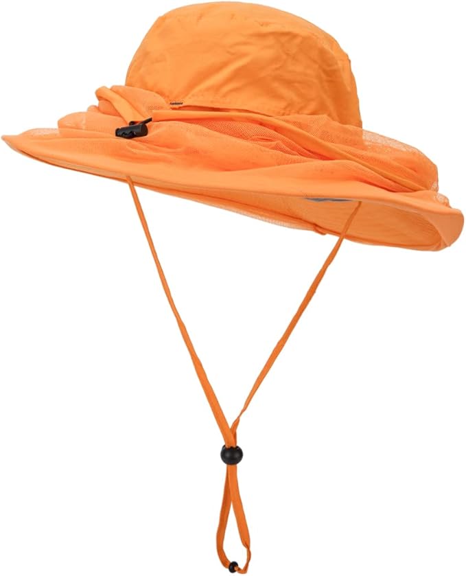 Fishing Hat Sun Protection Hat Mosquito Head Net for Outdoors Bucket Hat with Hidden Net Mesh