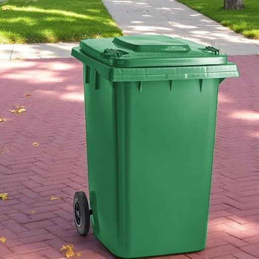 PRO&Family Wheeled Outdoor Trash Can Garbage Can Garage Trash Can for Restaurants/Hospitals/Offices/Back of House/Warehouses/Home (Green, 96 Gallon)