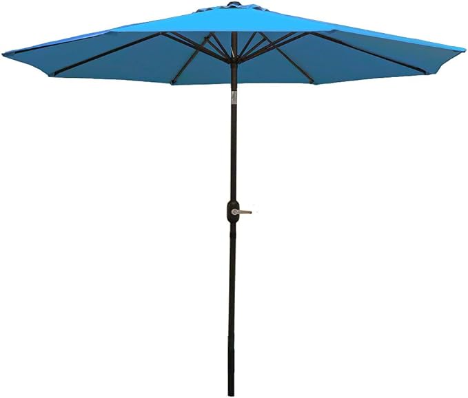Sunnydaze Outdoor Patio Umbrella - Polyester Table Market Umbrella with Push-Button Tilt and Crank - 8 Sturdy Ribs - Turquoise - 9ft