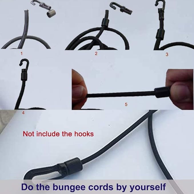 1/4" Elastic Bungee Shock Cords, 25 Feet Marine Grade Kayak Heavy Stretch String Rope & Tie Down Trailer Straps for DIY Projects Red