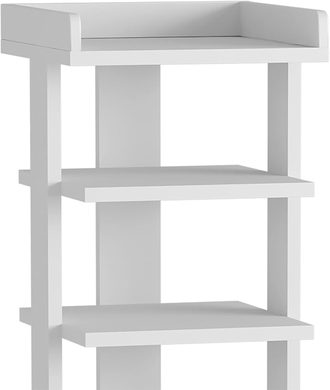 HOMEFORT 7-Tier Wood Shoe Rack, Entryway Shoe Tower,Vertical Shoe Organizer, Wooden Shoe Storage Stand, White