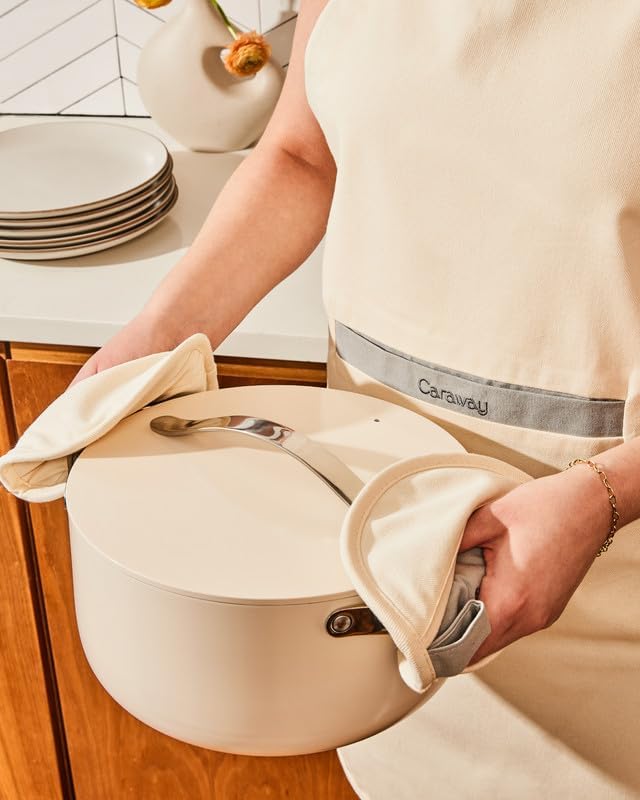 Caraway Nonstick Ceramic Dutch Oven Pot with Lid (6.5 qt, 10.5") - Non Toxic, PTFE & PFOA Free - Oven Safe & Compatible with All Stovetops (Gas, Electric & Induction) - Gray
