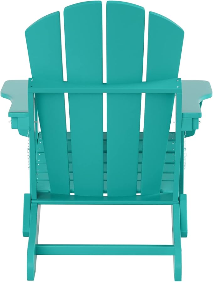 WestinTrends Malibu Malibu Outdoor Folding Poly Adirondack Chair (Set of 8), Turquoise