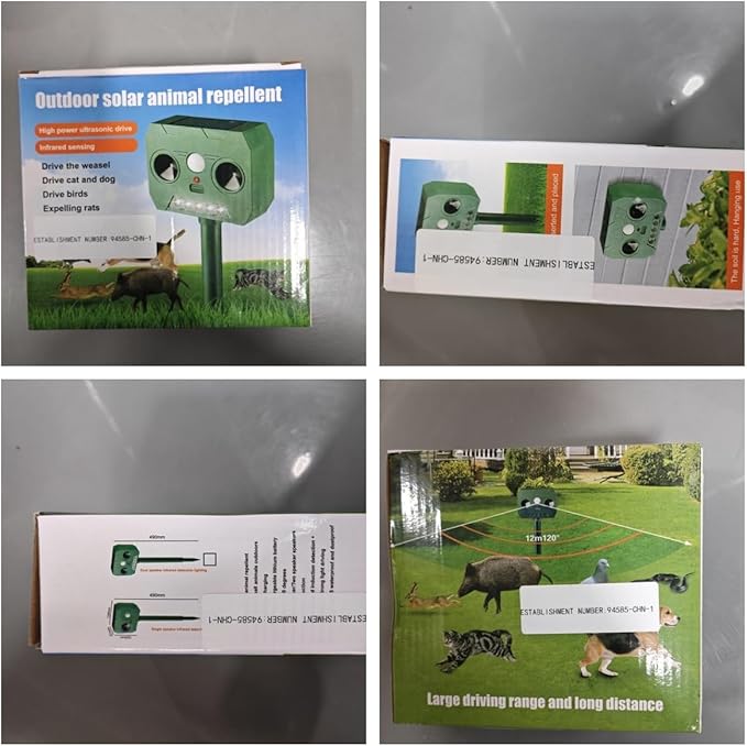 2025 Upgraded Solar Animal Repellent,Ultrasonic Animal Repeller Outdoor with Motion Sensor Cat, Squirrel, Deer, Dog, Raccoon, Skunk, Bird,Rabbit Repellent for Yard, Garden, Lawn,4 Pack