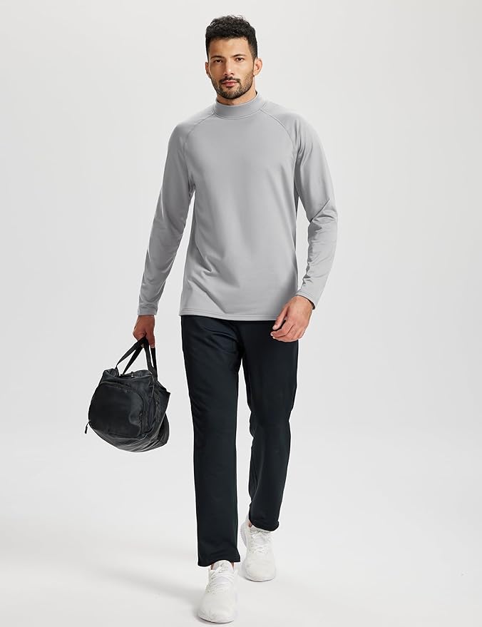 TACVASEN Mens Thermal Fleece Shirt Mock Turtle Neck Base Layer Long Sleeve Athletic Warm Undershirt Winter Running Tops