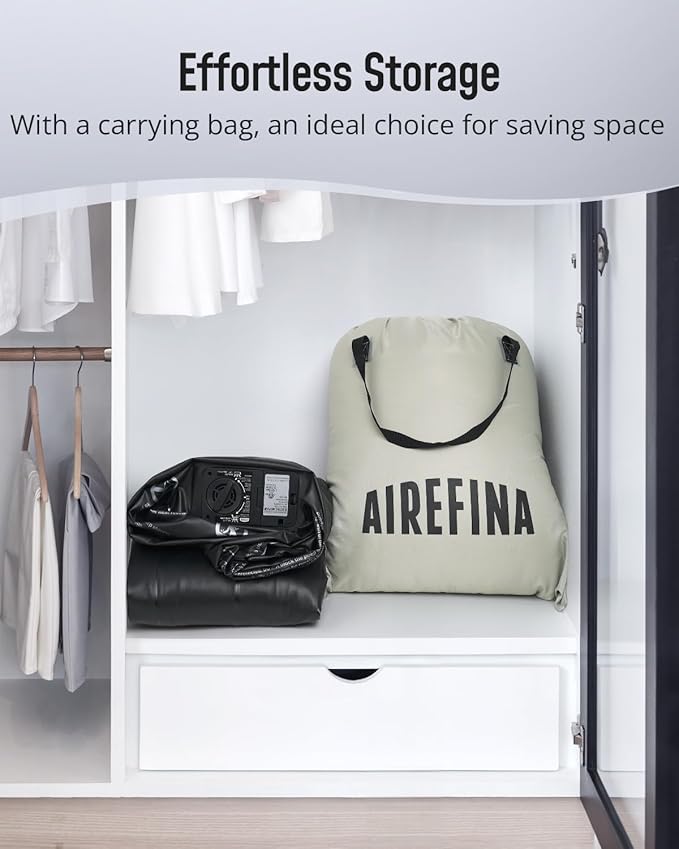 Airefina Air Mattress Queen with Built in Pump, 18 Raised Blow Up Mattress Upgraded Comfort Inflatable Mattress for Guest Home, with Portable Carrying Bag Air Bed Queen Size, Colchones Inflables