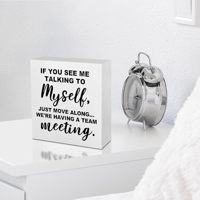 Funny Office Supplies Rustic Desk Decor White Wooden Box Sign Office Must Haves Humor Cubicle Decor Farmhouse Wood Plaque Work Desk Accessories Home Shelf Tabletop Counter Centerpiece Decorations