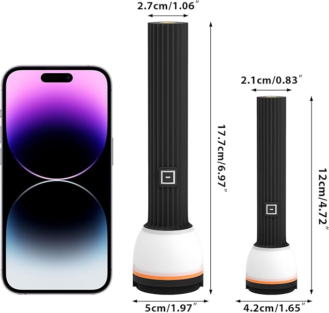 Sunzone Rechargeable Flashlight and Camping Lantern 2 Pack, Hign Lumens 4 Lighting Modes Portable Flash Light Floodlight for Outdoor Camping, Inspection Work Light,Emergency