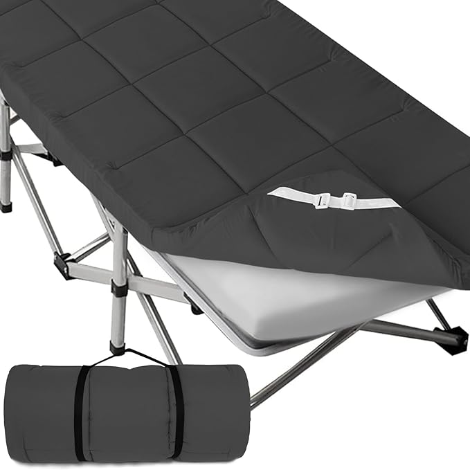 SPRINGSPIRIT Cot Mattress Topper (Improved Thickness), Foam Quilted Pads for Camping, Soft Comfortable Sleeping Cot Mattress Pad Only, Camping Pad 75"x30" for Camp Cot/Rv Bunk/Narrow Twin Beds, Navy