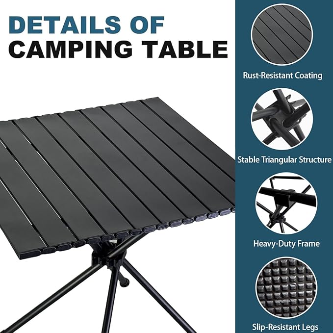 HASIKA Folding Camping Table Large Size Portable Camping Side Table for Outdoor, Beatch, Tailgating, Picnic, Grilling