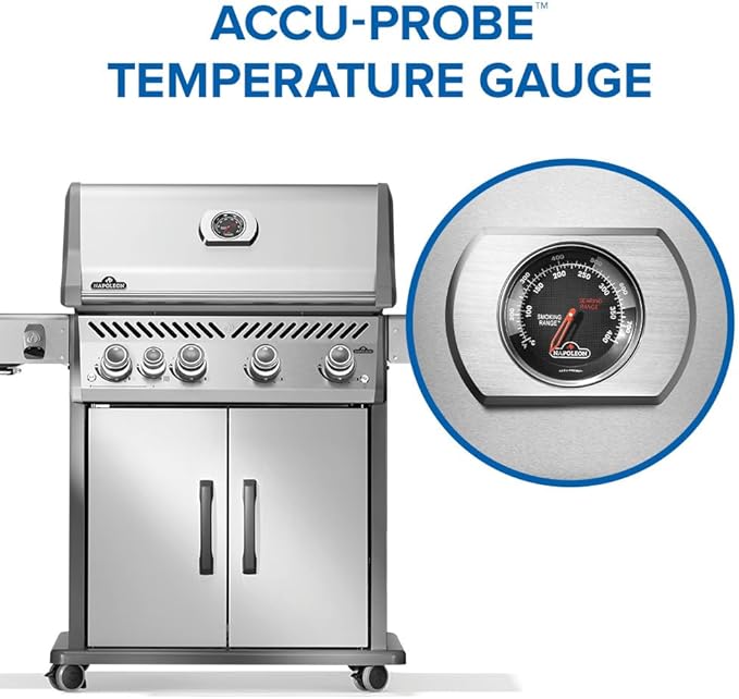 Napoleon Rogue PRO 525 Natural Gas Grill with Infrared Side Burner, Stainless Steel, Durable 5-Burner Gas Grill