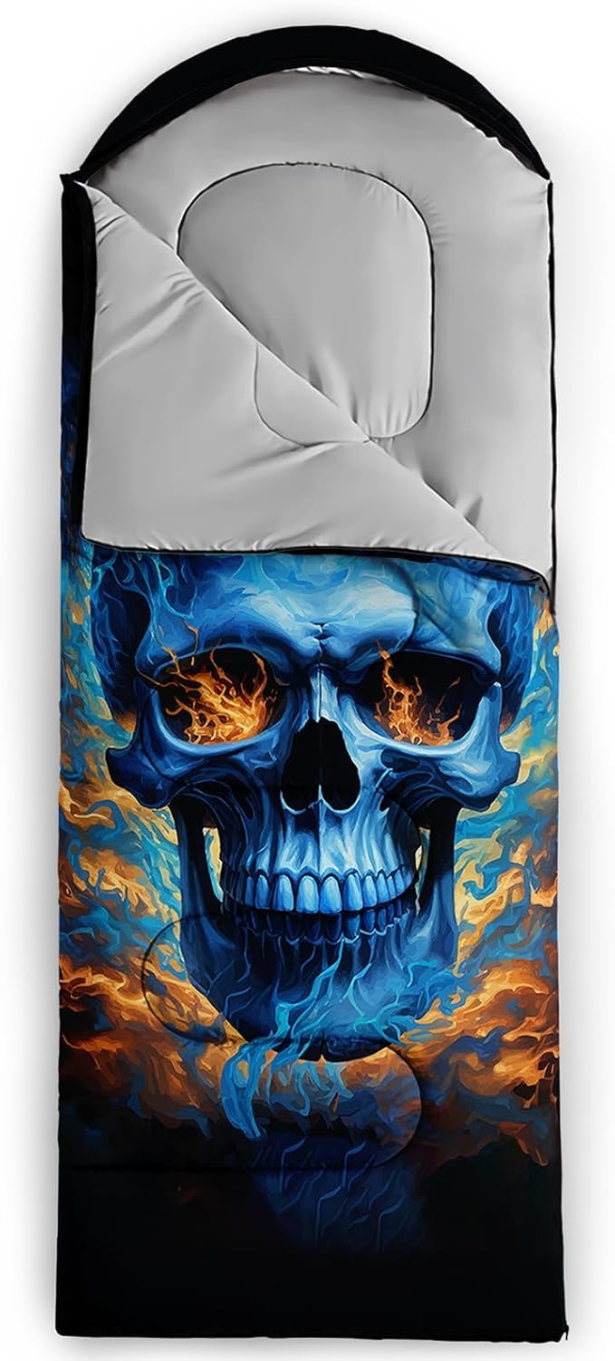 AILONEN Blue Glowing Basketball Sleeping Bag for Kids Boys,Warm and Cool Weather,Lightweight,Waterproof Backpacking,City Theme Ball Sports Sleeping Bag for Camping