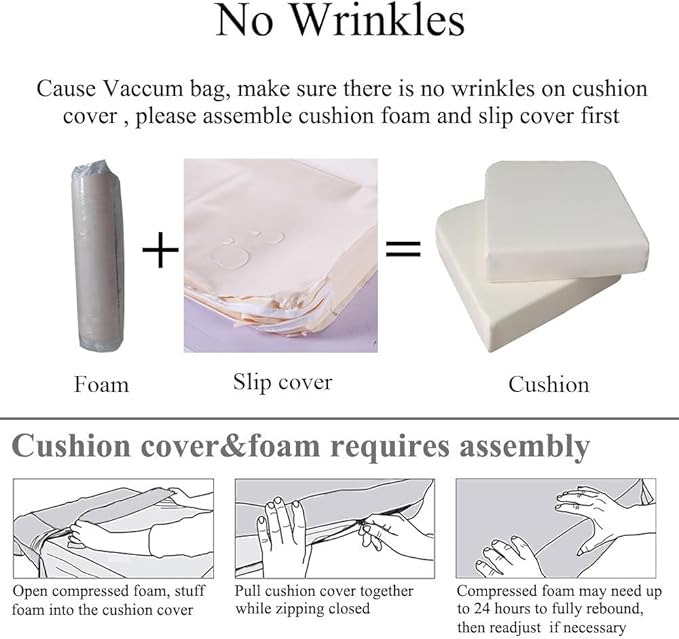 Patio Chair Cushions Non Slip Bottom Chair Pad with Ties Waterproof Square Outdoor Seat Cushion Replacement for Garden Swing Furniture Set of 2 20 x 20 Inch, Beige