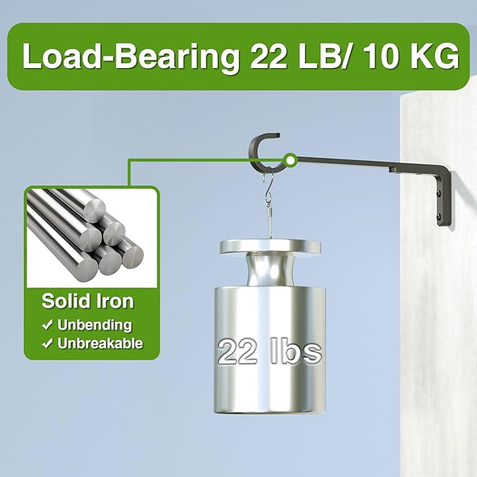 10 Inch 2 Pack Black Heavy Duty Outdoor Plant Hangers for Hanging Baskets, Iron Hanging Plant Brackets for Hanging Plants Outside, Metal Plant Hooks Plant Wall Hooks for Hanging Lantern, Bird Feeder