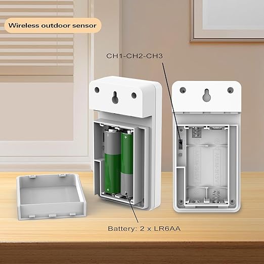 Remote Sensor Wireless for Indoor Outdoor, Wide Temperature & Humidity Gauge Transmission Range for 3378 and Other Same Series Weather Station, Battery Powered
