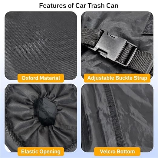 EcoNour 2 Pack Car Trash Bag | Washable Back Seat Hanging Bag with Elastic Opening & Easy Mount | Garbage Can with Waterproof Oxford Material | Accessories for Camping, Traveling & Outdoor