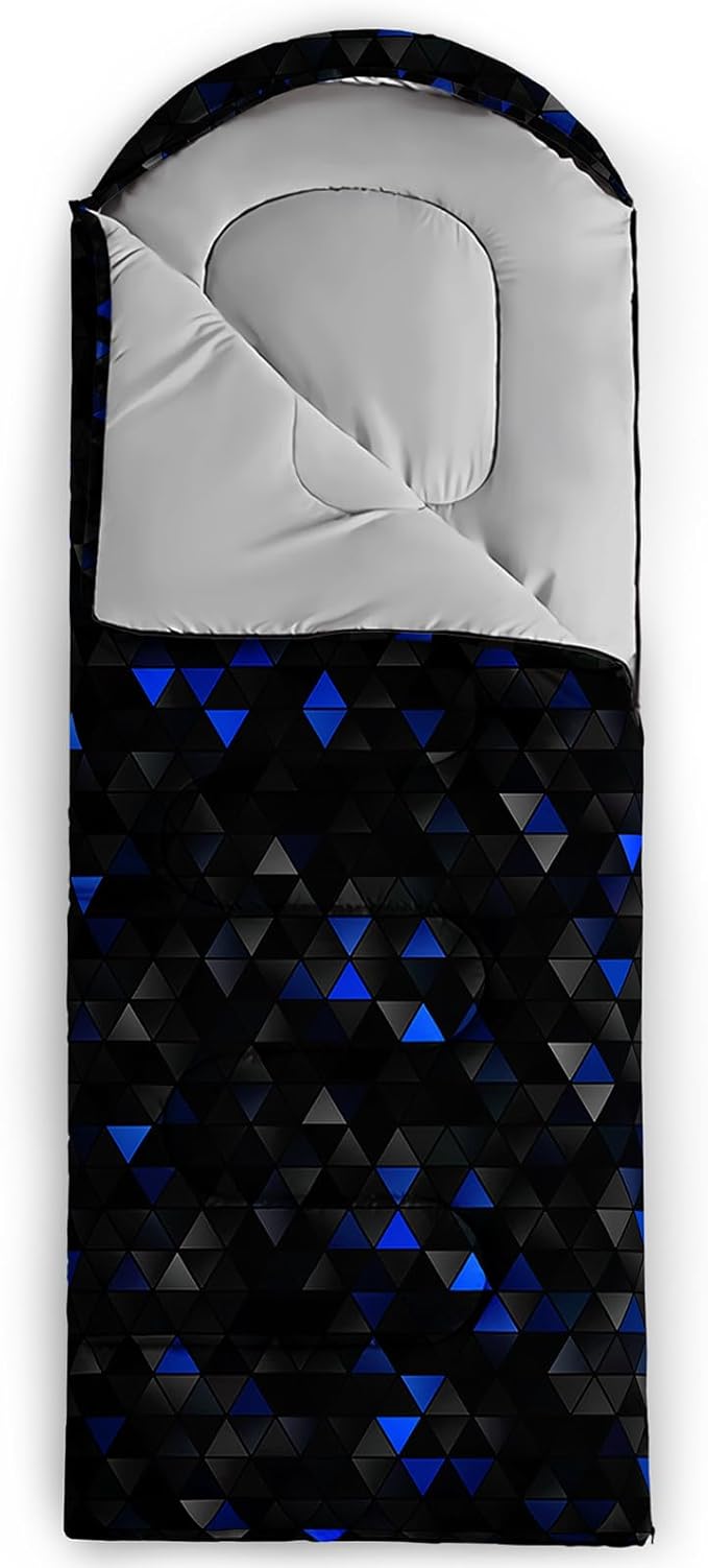 Sleeping Bags for Adults and Kids,3D Printing Camping Sleeping Bag for Girls Boys Lightweight Waterproof Cold/Warm 3-Season,Outdoor Travel with Compression Bags