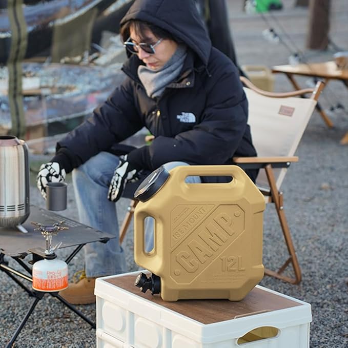 3.2 Gallon Water Jug with Spigot, Portable Water Tank BPA Free, Leak-Proof Water Containers for Camping Water Storage Containers for Emergency Outdoor Hiking Picnic, Green/Black/Yellow