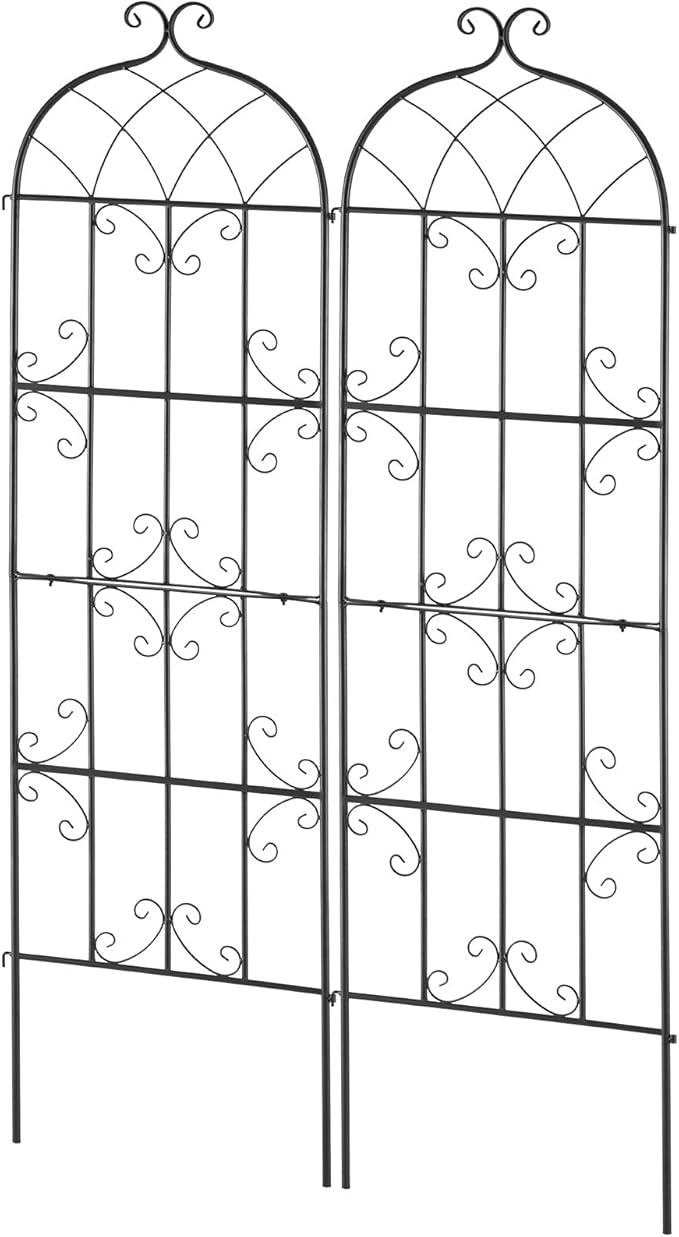 VEVOR Garden Trellis for Climbing Plants, 71 x 20 in, 2 Packs Rustproof Metal Garden Flower Trellis, Outdoor Climbing Rose Trellis Cucumbers Support, Decorative Clematis Trellis for Courtyards Lawns