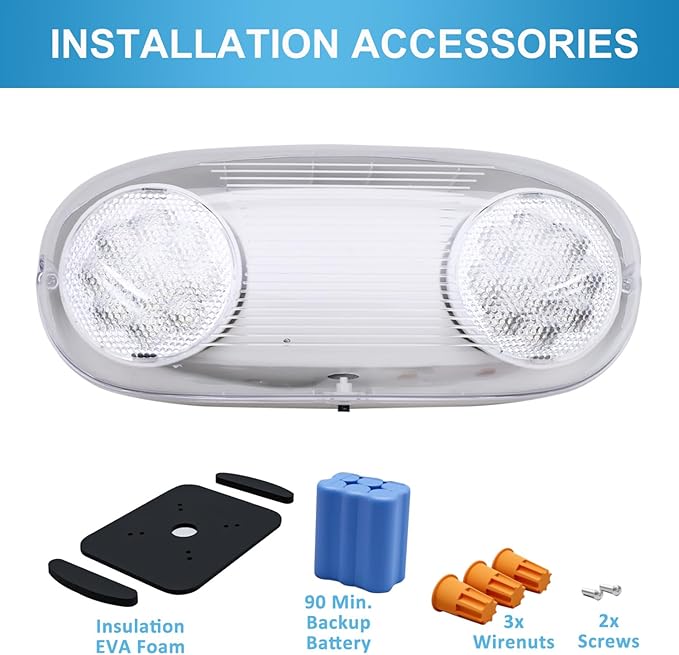 Outdoor Emergency Light with Battery Backup, Exterior Lights with Battery Backup, Wet Location, LED Egress Lights, Exterior Two Adjustable Heads Emergency Lighting Fixture,120/277V, UL Listed (6 Pack)