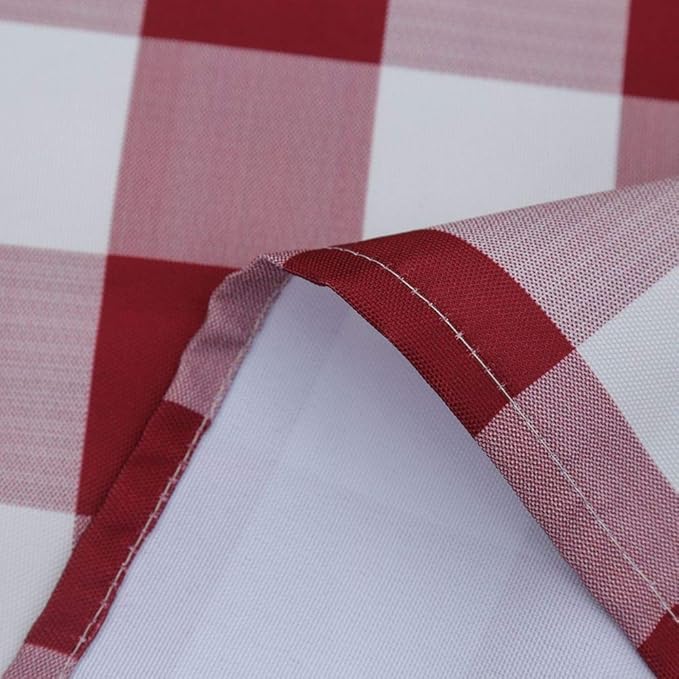 Poise3EHome 60X120 Outdoor/Indoor Waterproof Spillproof Rectangle Tablecloth for Camping, Picnic, Afternoon Tea, BBQ, Burgundy Red Checkered