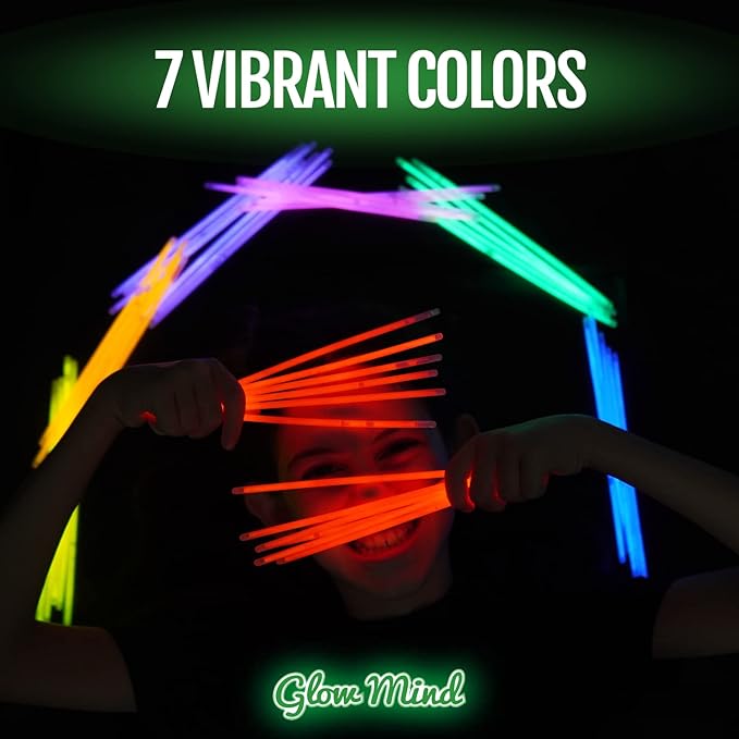 200 Ultra Bright Glow Sticks Bulk - Halloween Glow in the Dark Party Supplies Pack - 8" Glowsticks Party Favors with Bracelets and Necklaces