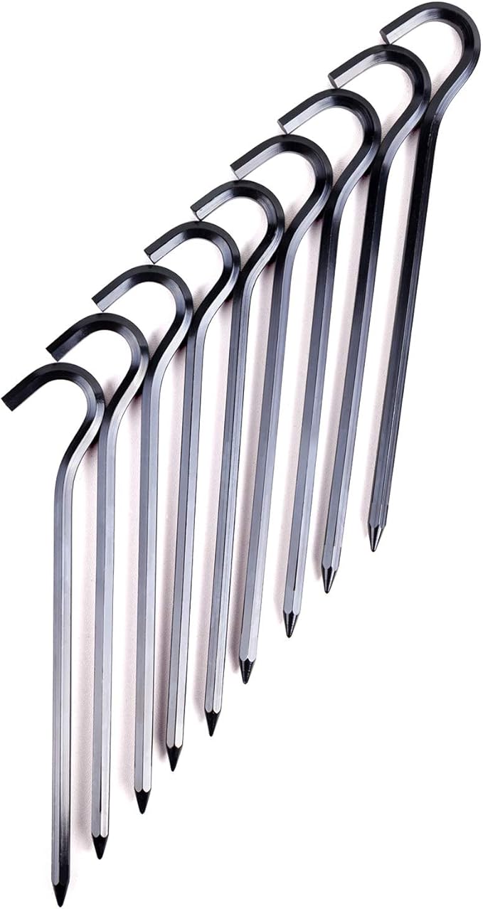 Tent Pegs - Aluminium Tent Stakes Pegs with Hook - 7’’ Hexagon Rod Stakes Nail Spike Garden Stakes Camping Pegs for Pitching Camping Tent, Canopies