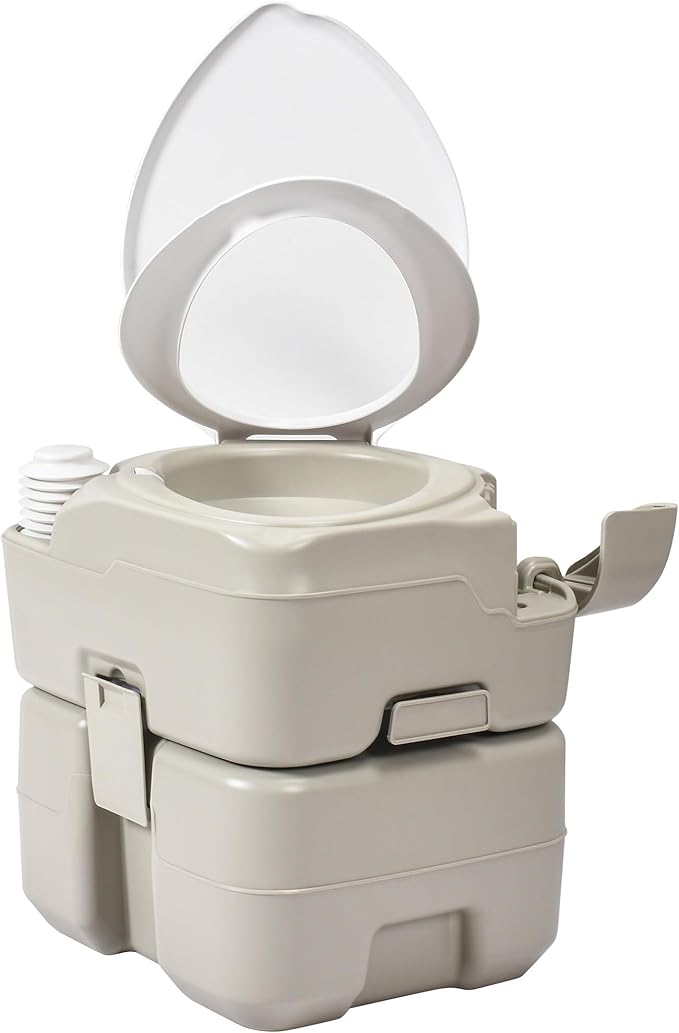 YITAHOME 5.28 Gallon Portable Camping Toilet Porta Potty with Diagonal Enlargerd Bowl, Hand Sprayer and Press Flush Pump, Space Saving Indoor Outdoor Toilet for Adults, RV Travel, Boat and Trips