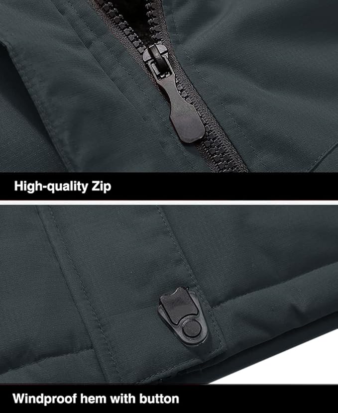 MAGCOMSEN Men's Winter Coats Water Resistant Ski Snow Jacket Warm Fleece Jacket Parka Raincoats With Multi-Pockets