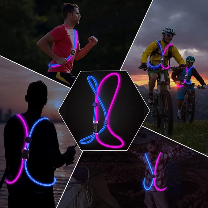 LED Reflective Vest Rechargeable Running Light for Runners High Visibility Safety Vest for Running,Cycling or Walking