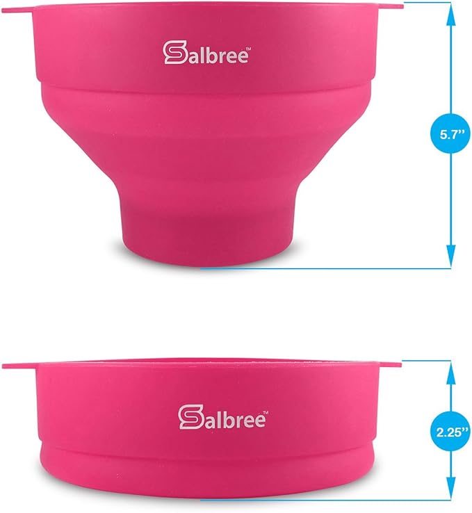 The Original Salbree Collapsible Silicone Microwave Popcorn Popper Maker Machine, Microwavable Bowl Holds 16 Cups, Uses Hot Air and Oil Always Optional - The Most Colors Available (Magenta)