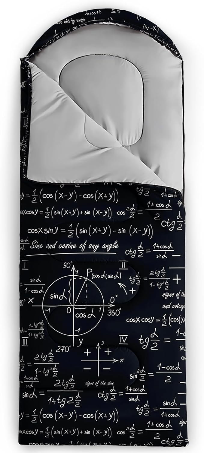 Sleeping Bags for Adults and Kids,3D Printing Camping Sleeping Bag for Girls Boys Lightweight Waterproof Cold/Warm 3-Season,Outdoor Travel with Compression Bags