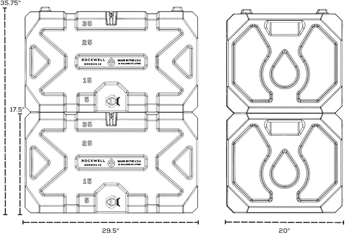 Exodus 35 Gallon Water Storage Tank by Rockwell Products | Emergency Water Storage Container | Stackable, BPA Free, Made in The USA (Granite)